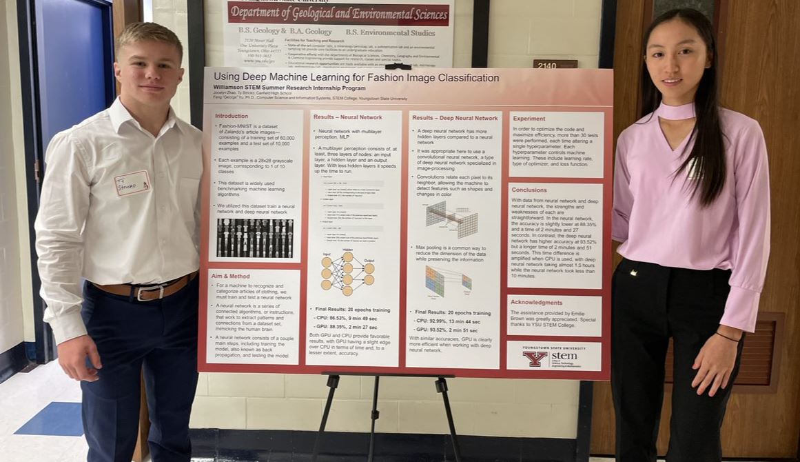 Ty Stricko and Jocelyn Zhao show their research poster