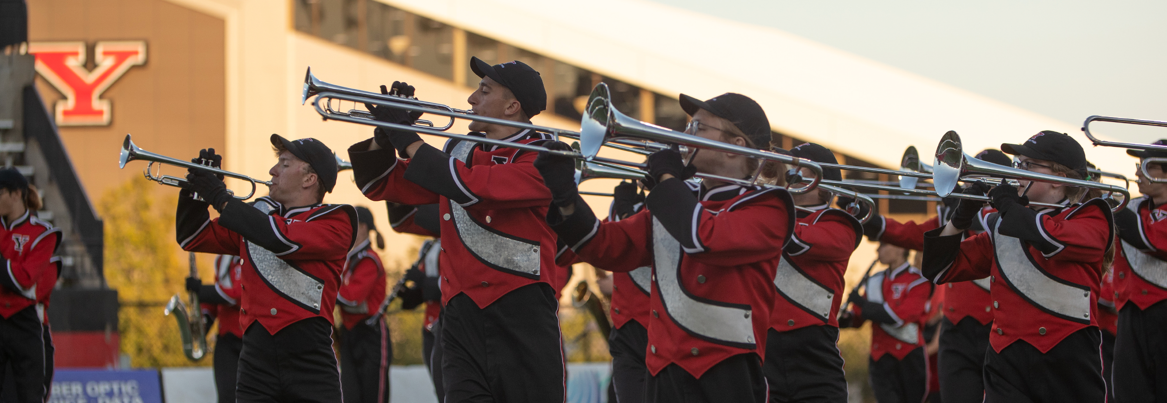 Marching pride students performing