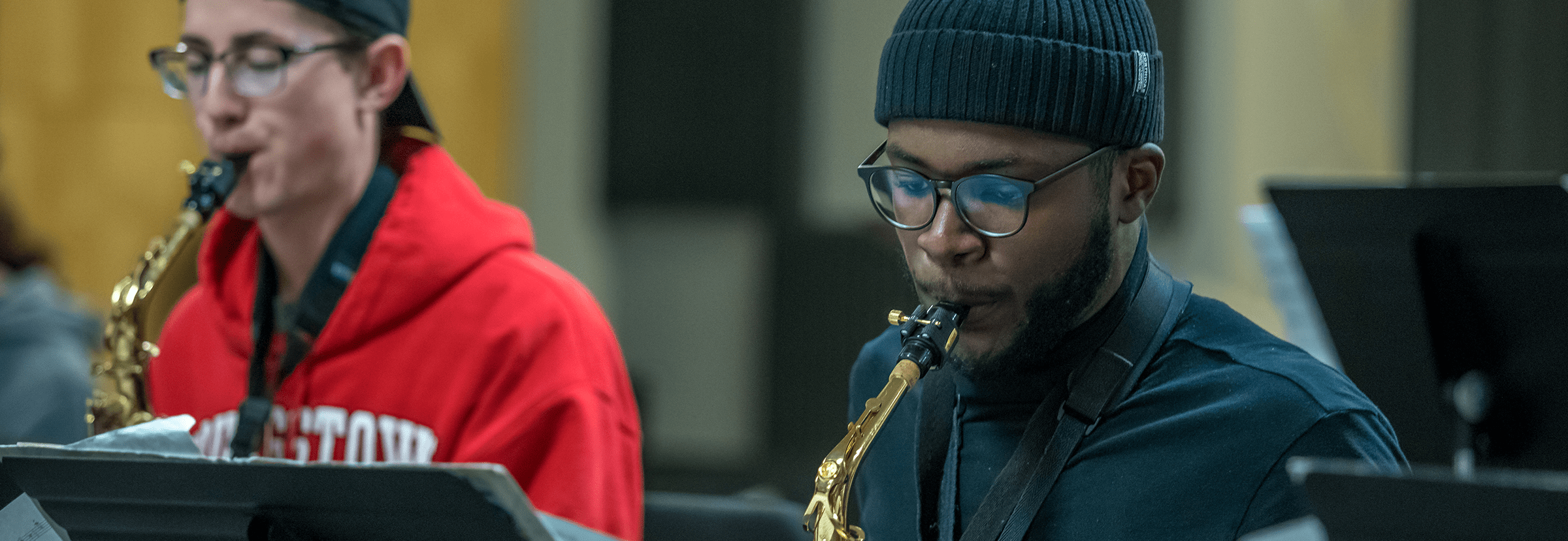 A guy playing trumpet