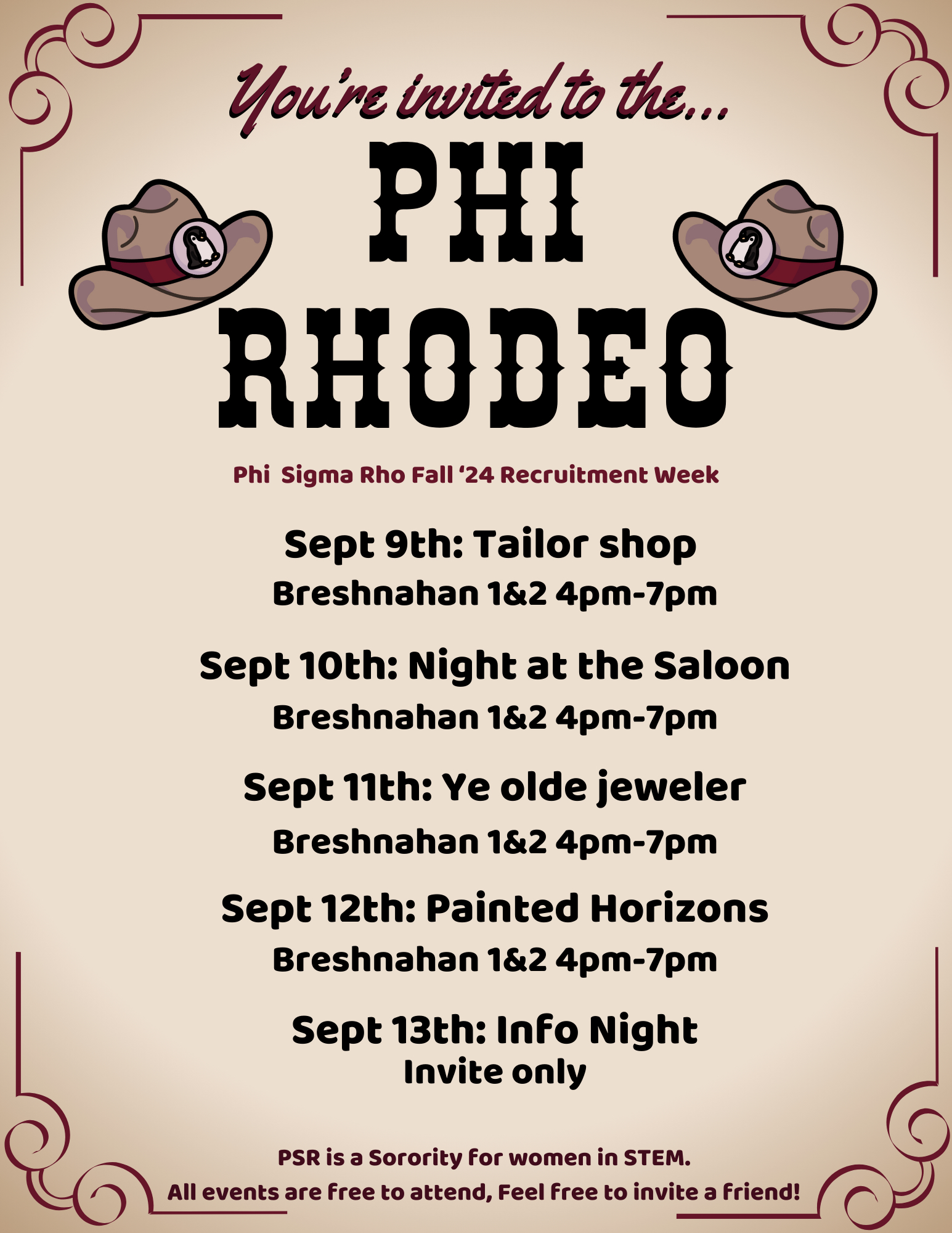 Phi Sigma Rho Recruitment, Sept 9-13 from 4-7 in Bresnahan 1 and 2