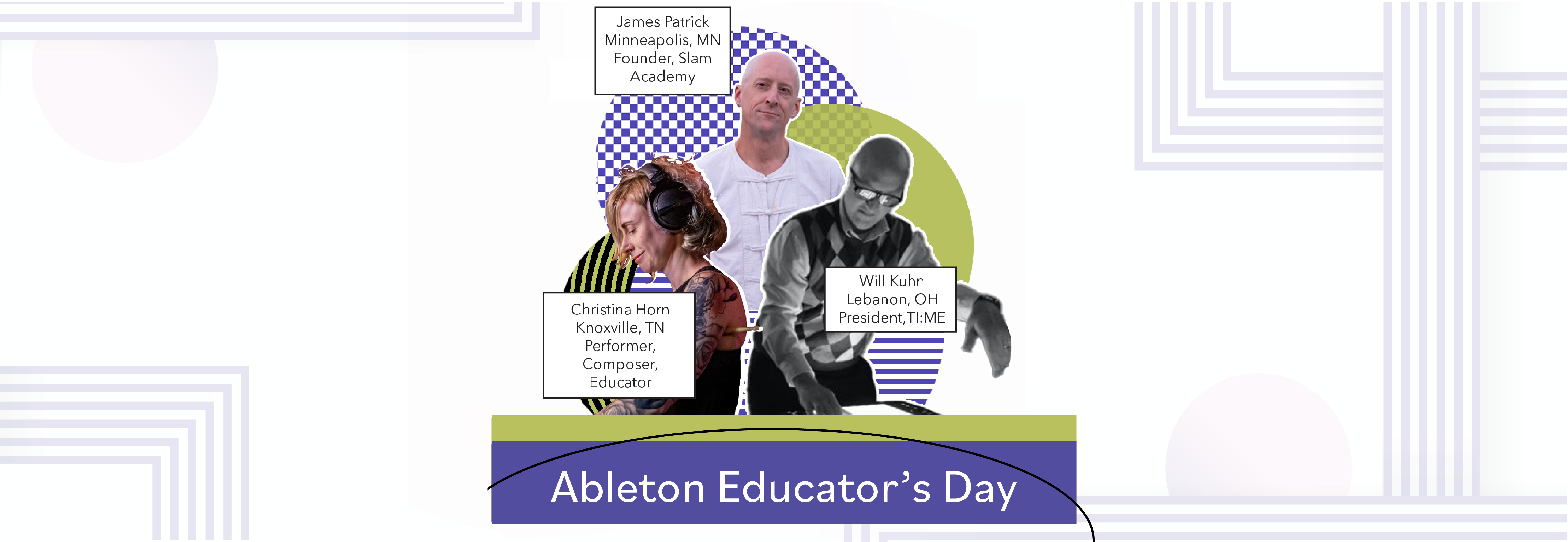 Ableton Day graphic featuring the guest speakers