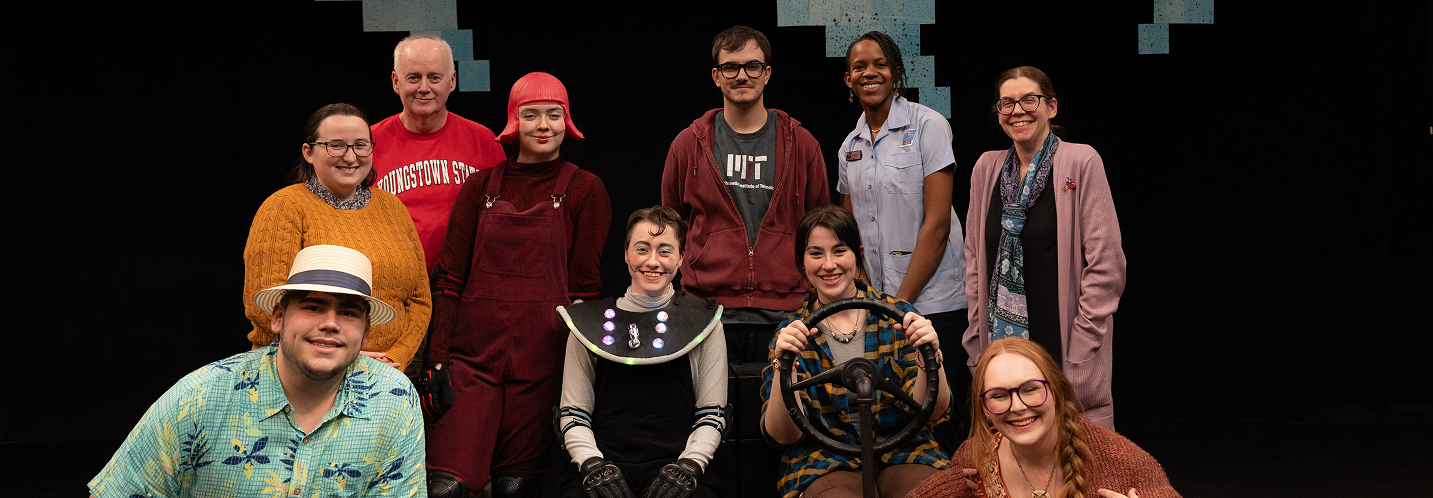 Theatre alum with YSU cast who performed her original play