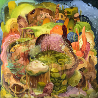 Painting by Steve Ehret called 'Gray Matter' which is oil on panel, painted in 2019. Size is 24x24.