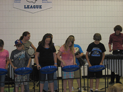 students playing steel drums