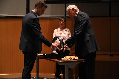 A student receives their ring at the Order of the Engineer Ceremony